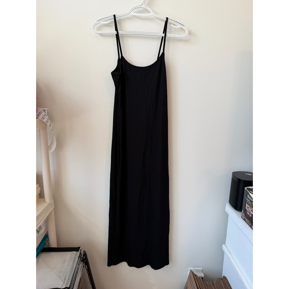 Sugarlips Black Ribbed Maxi Dress Sleeveless Spaghetti Strap Scoop Neck Medium